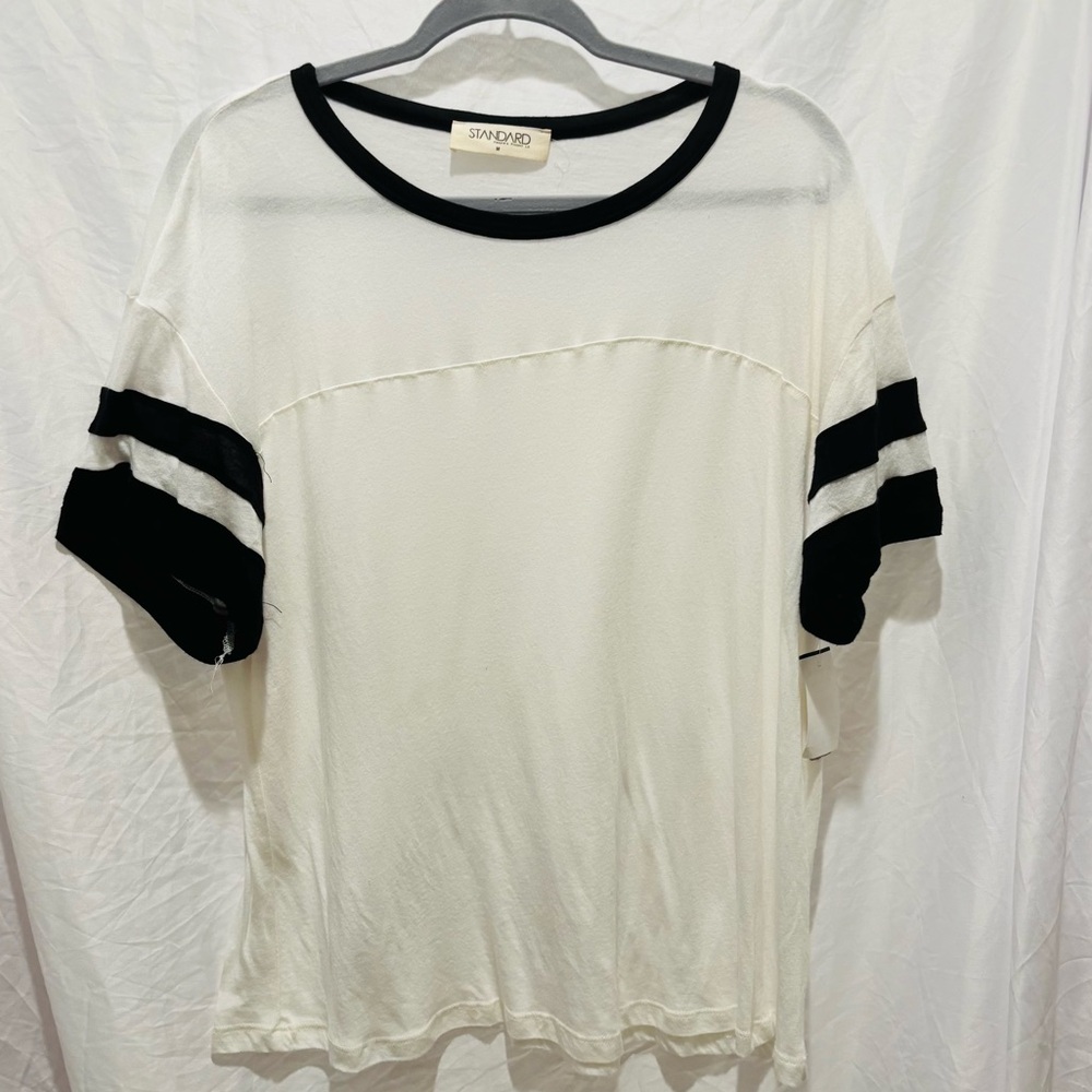 Standard People's Project LA Women's Tee T-Shirt White & Black Contrast Medium